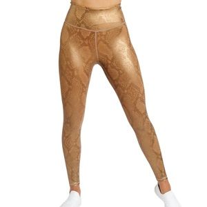 IVL Collective Leggings Size 14 Snake Print Gold High Waisted Ankle Tights